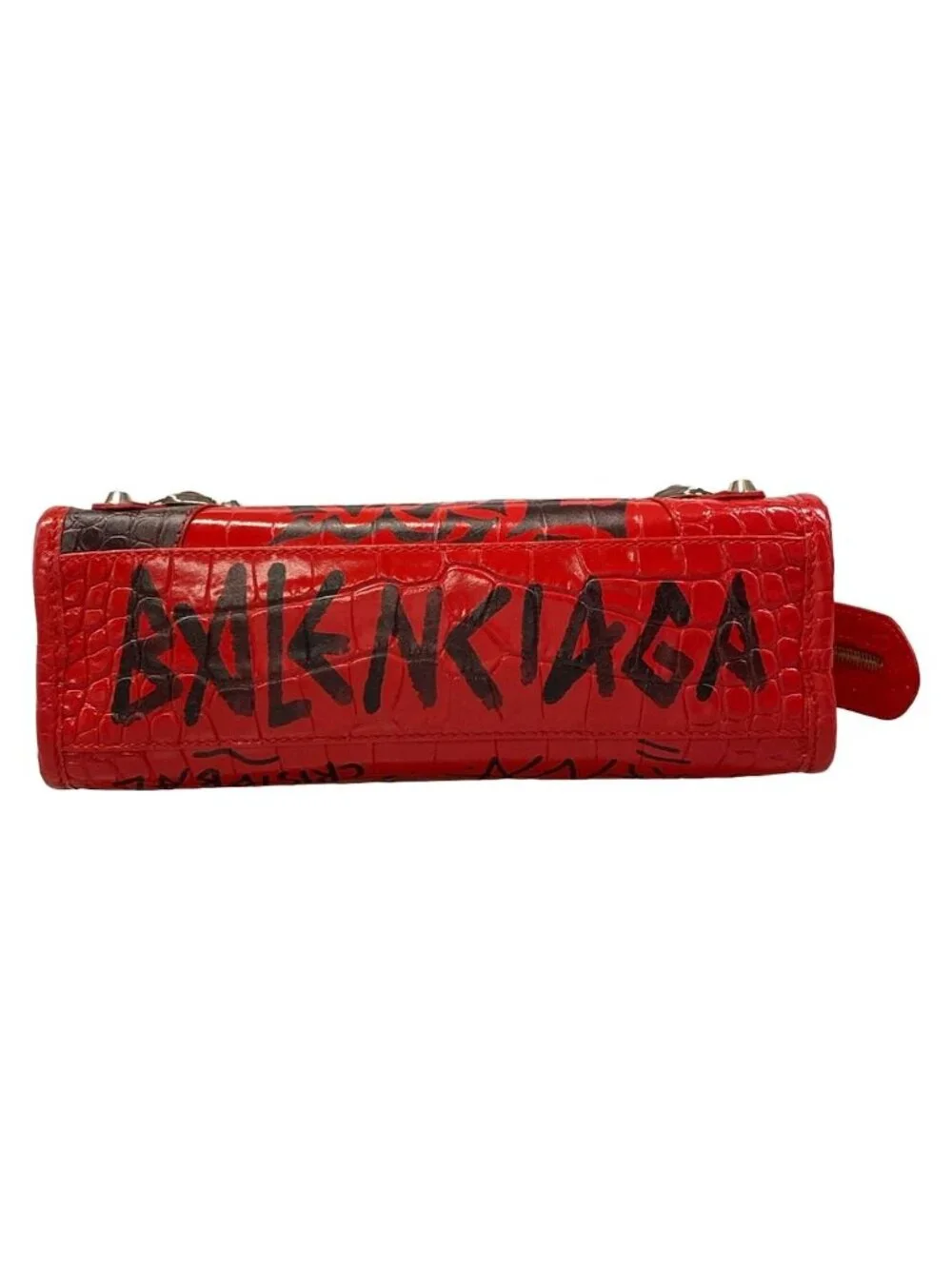 Balenciaga Handbag Classic Mini City Red Black Embossed Graffiti Leather